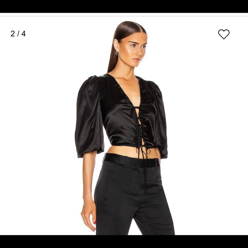 Nicholas Black Satin Puff Sleeve Top